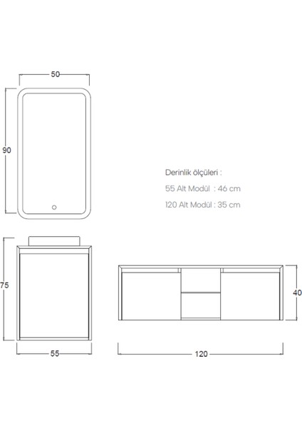 Art Banyo Dolabı 120 cm (Boy Dolabı Dahil Değildir.) fırsatları