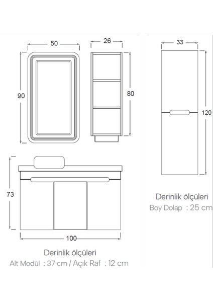 Serin Banyo Dolabı 100 cm (Boy Dolabı Dahil Değildir.) fırsatları