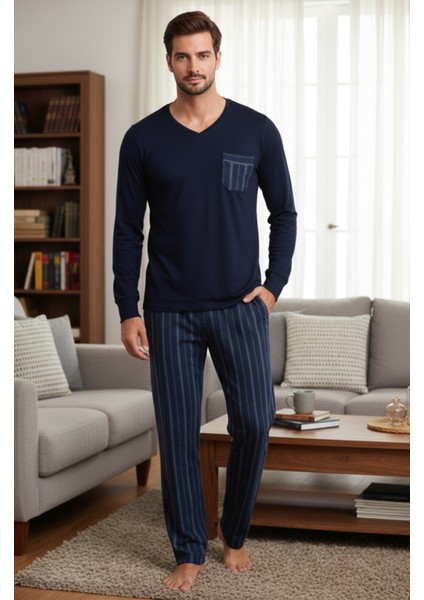 Luxury Thermal Erkek Pijama Takımı 9746 Lacivert