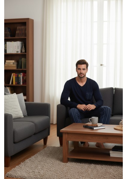 Luxury Thermal Erkek Pijama Takımı 9746 Lacivert fiyatları