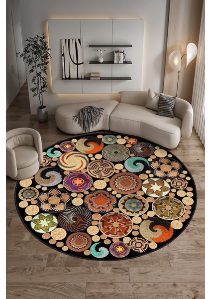 Yeni Desen Yıkanabilir Kaymaz Tabanlı Bohem Tarz Dijital Baskı Salon Halısı, Yumuşak Dokulu Lüks Halı Modeli ve 50 x 50 Çok Renkli Renk Yuvarlak Halı fiyatları