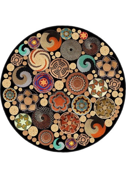 Yeni Desen Yıkanabilir Kaymaz Tabanlı Bohem Tarz Dijital Baskı Salon Halısı, Yumuşak Dokulu Lüks Halı Modeli ve 50 x 50 Çok Renkli Renk Yuvarlak Halı fırsatları