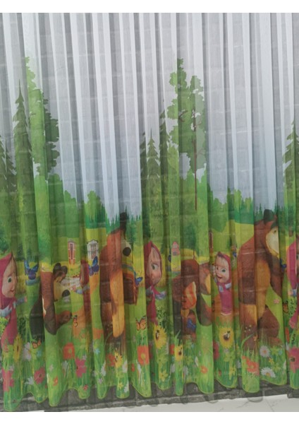 Çocuk Perdesi Tül Perde Çizigi Filim Karakterli 1/3 Sık Pilel Hafif Dokunuslu Kumaş modelleri