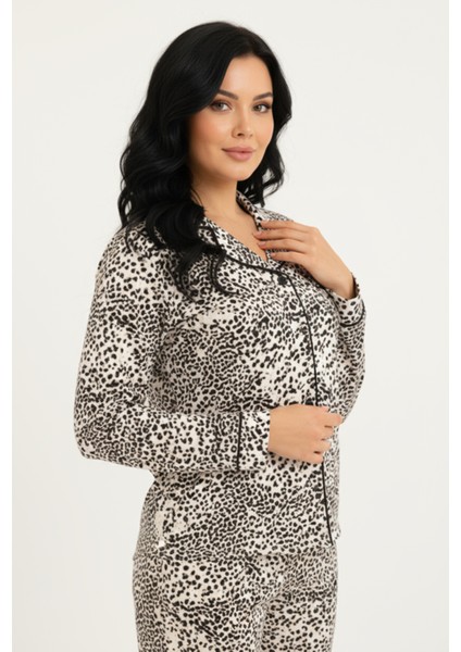 Luxury Viscose Siyah Beyaz Dalmaçya Desenli Kadın Uzun Kollu Büyük Beden Pijama Takımı – 42533 fiyatları