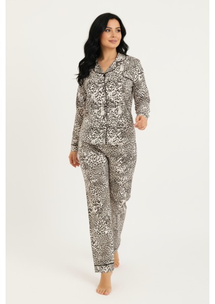 Luxury Viscose Siyah Beyaz Dalmaçya Desenli Kadın Uzun Kollu Büyük Beden Pijama Takımı – 42533 fırsatları