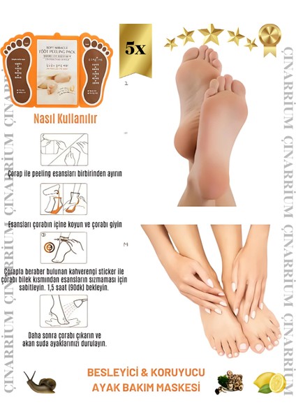 Ayak Peeling Maskesi 5’li – Soyulma Etkili, Ölü Deri Temizleyici ve Pürüzsüzleştirici Bakım fırsatları