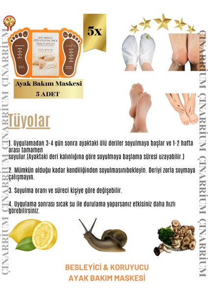 Ayak Peeling Maskesi 5’li – Soyulma Etkili, Ölü Deri Temizleyici ve Pürüzsüzleştirici Bakım indirimleri