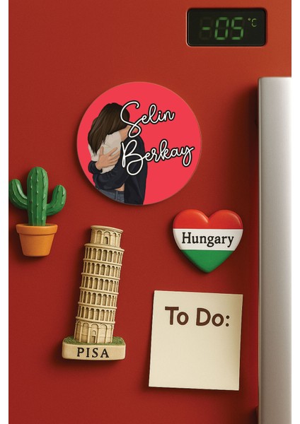 Kişiye Özel Isim Yazılı Mutfak ve Ofis Için Yuvarlak Beyaz Buzdolabı Magnet Jumbo Boy DIZAYN41