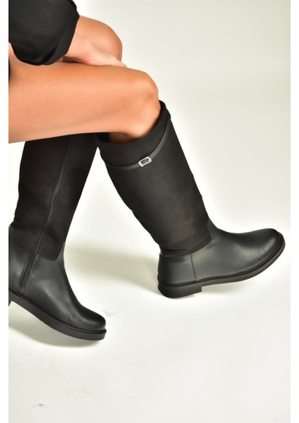 V726721502 Siyah Süet Günlük Kadın Çizme