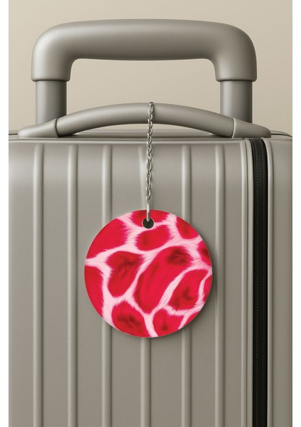 Pleksi Zincirli Bavul Etiketi Seyahat Tatil Için Tasarım Valiz Etiketi Kırmızı Kürk