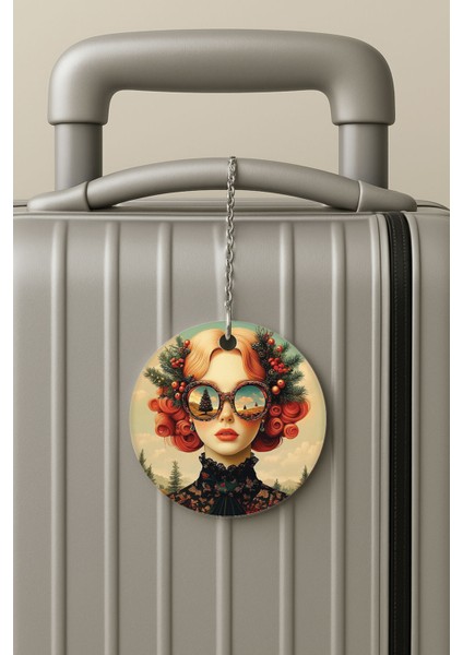 Pleksi Zincirli Bavul Etiketi Seyahat Tatil Için Tasarım Valiz Etiketi Kolaj