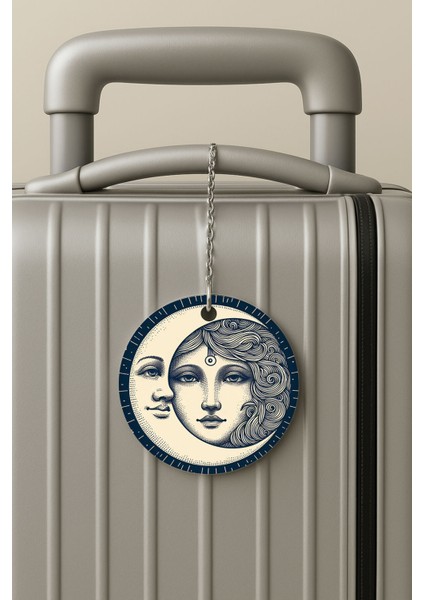 Pleksi Zincirli Bavul Etiketi Seyahat Tatil Için Tasarım Valiz Etiketi Moon Star