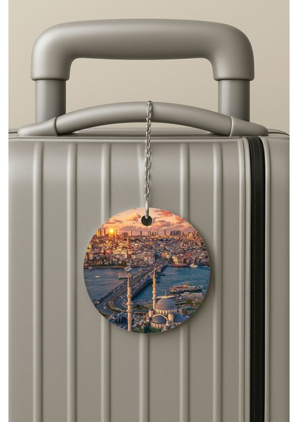 Pleksi Zincirli Bavul Etiketi Seyahat Tatil Için Tasarım Valiz Etiketi Ist Manzara