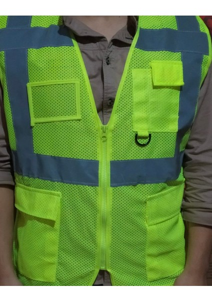 10 Adet Fileli Cepli Reflektörlü Ikaz Yeleği - Mühendis ( L Beden) - Sarı fiyatları