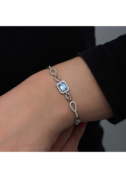 Gümüş Baget Turkuaz Taşlı Kadın Bileklik indirimleri