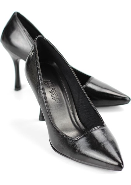 Jimena Esnek Yumuşak Kaymaz Taban (8 Cm) Siyah Rugan Kadın Topuklu Ayakkabı fiyatları