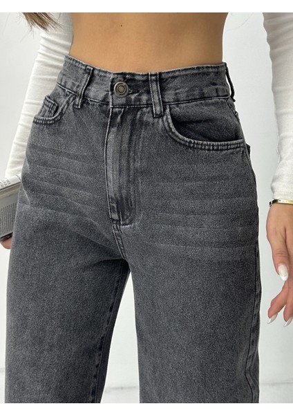 Kadın Bıyıklı Kar Yıkama Bol Paça Kot Pantolon modelleri