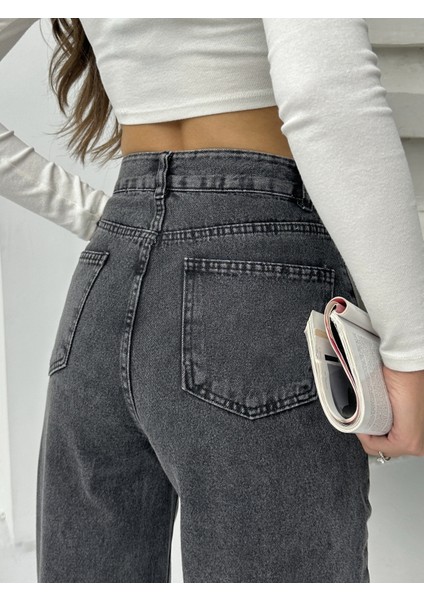 Kadın Bıyıklı Kar Yıkama Bol Paça Kot Pantolon fırsatları