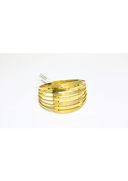 14 Ayar Altın 7 Sıralı Kaburga Kelepçe Bilezik 21.99 gr