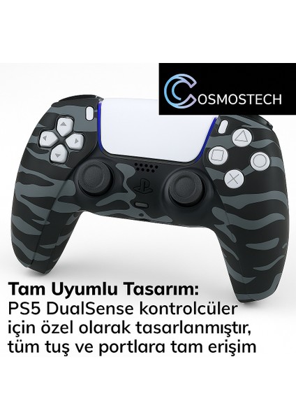Ps5 Dualsense Joystick Koruyucu Silikon Kılıf – Yüksek Kaliteli, Esnek, Şık Gri Kamuflaj Desenli Kaplama modelleri