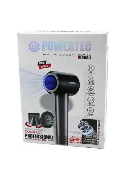 Plazma - Ionıc Saç Kurutma - Fön Makinesi Sessiz - Güçlü Motor Mıknatıslı Başlıklar TR-5555-S (5324)