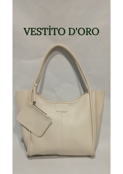 Cüzdan Detaylı Geniş Omuz Çantası (Tote) - Vestito D'oro