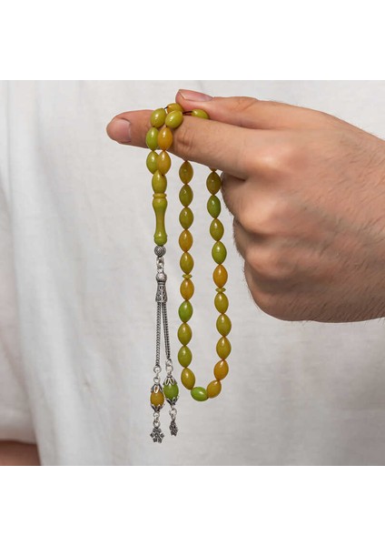 Gümüş Püsküllü Sıkma Kehribar Tesbih modelleri