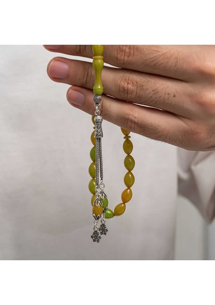 Gümüş Püsküllü Sıkma Kehribar Tesbih indirimleri