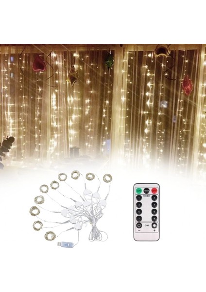 Uzaktan Kumandalı LED Perdeye Takılabilen Kancalı Işık USB 3x3 Metre Peri Perde LED (5324) modelleri
