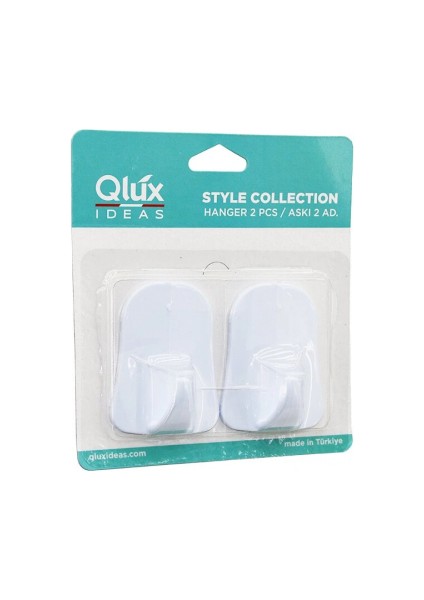 Qlux L-00735 2pcs Opak Beyaz Plastik Askı (5324)