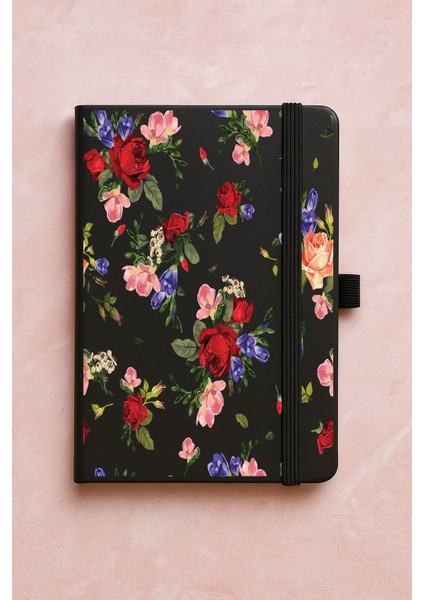 Promosyon Tarihsiz Premium Termo Defter Desenli 192 Yaprak - Kırmızı Gül