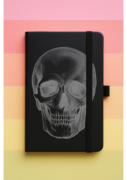 Kafatası Baskılı Tarihsiz Yuvarlak Köşeli Desenli Uv Termo Defter