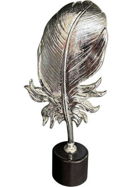 Mermer Kaideli 2’li Metal Dekoratif Tüy Seti 60CM - 45CM Gümüş Renk Döküm Dekor fırsatları