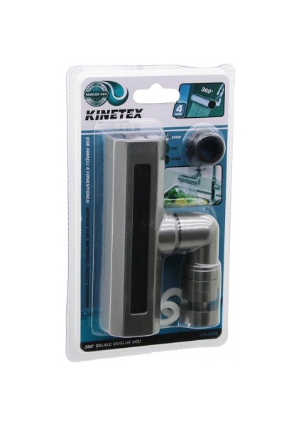 Antrasit Gri Geniş - Şelale 4 Fonksiyonlu 360 Derece Oynar Başlık Perlatör Musluk Ucu KTX-3288 (5324)