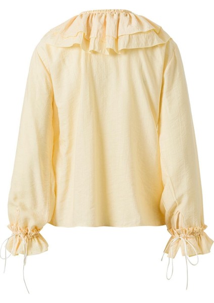 Önden Bağlamalı Fırfırlı Bluz Sarı fiyatları