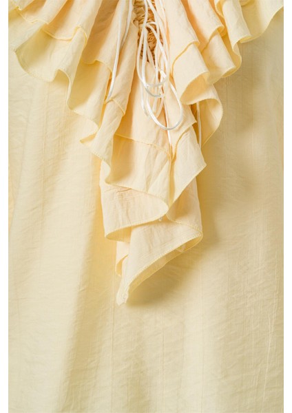 Önden Bağlamalı Fırfırlı Bluz Sarı indirimleri