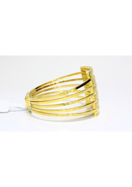 14 Ayar Altın 6 Sıralı Kaburga Kelepçe Bilezik 17.78 gr modelleri