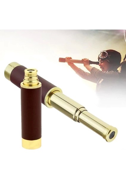 30X40 Panda Büyük Mercekli Pirinç Gövdeli Deri Çantalı Denizcilik Korsan Dürbün - Lisinya