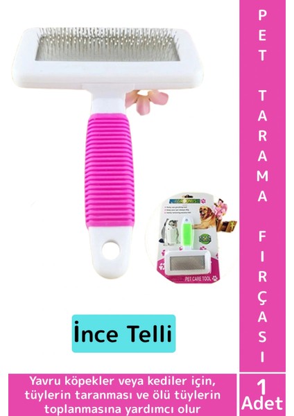 Evcil Hayvan Hijyenik Tüy Toplama Bakım Temizlik Küçük Irk Köpek Kedi Ince Telli Tarama Fırçası