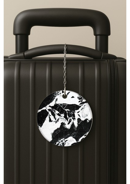 Juju Mermer Desenli Uv Baskılı Pleksi Bavul Etiketi Seyahat Tatil Valiz Etiketi