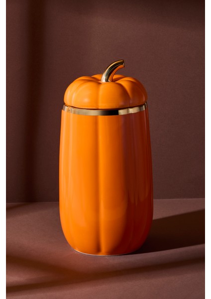 Balkabak Xl Kapaklı Porselen Kavanoz 28X13.7 cm