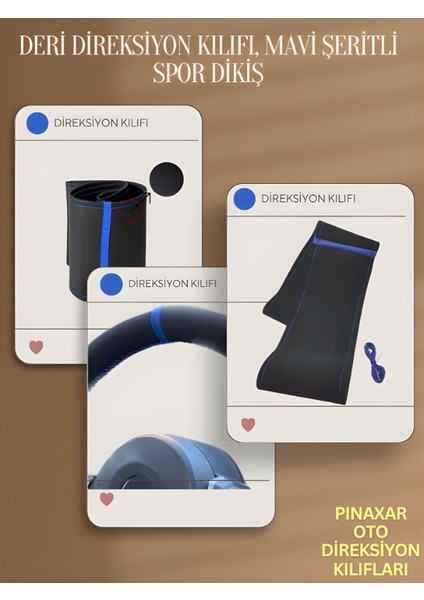 Audi A1 Deri Direksiyon Kılıfı Prime Kalite, Mavi Şeritli Spor Dikiş fiyatları