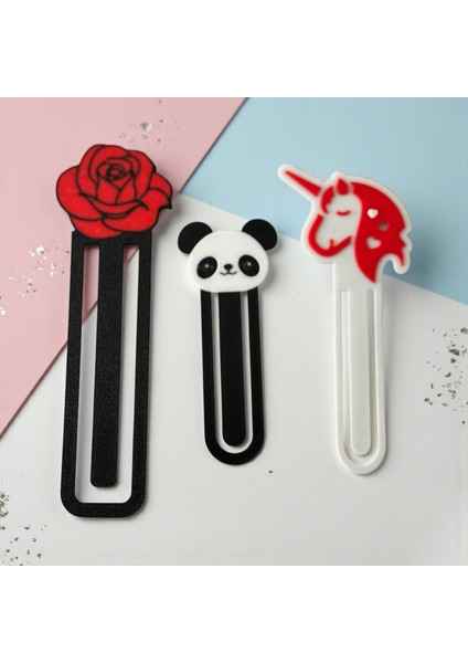 Kitap Ayracı Seti (3’lü Kombo - Gül, Panda, Unicorn)