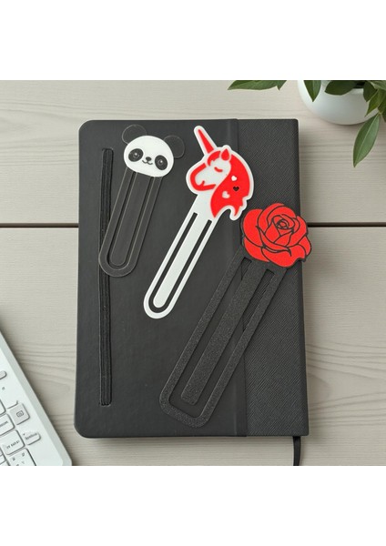 Kitap Ayracı Seti (3’lü Kombo - Gül, Panda, Unicorn)