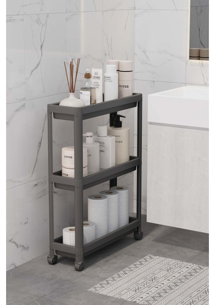 Slim 3 Katlı Tekerlekli Mutfak ve Banyo Rafı - Dar Alan Baharatlık Havluluk Düzenleyici Organizer fiyatları
