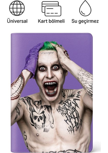 Pasaport Kılıfı Pasaportluk Desenli Pasaport Kabı Su Geçirmez Joker
