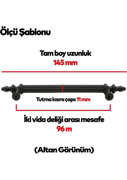 10 ADET Sert Plastik 96 mm Siyah Mobilya Mutfak Çekmece Dolap Dolabı Kulpu Kulbu Kulpları (10 ADET) fiyatları