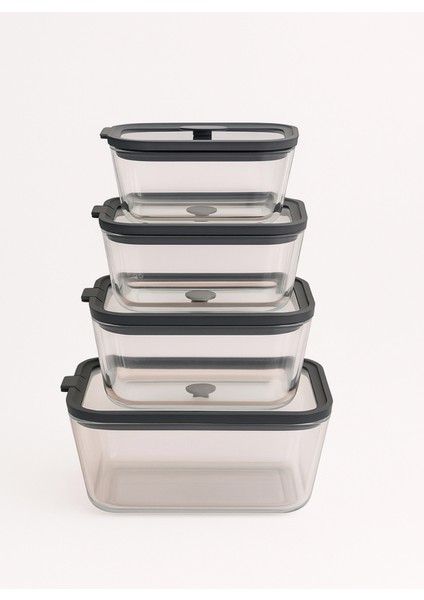 4’lü Cam Saklama Kabı Seti; 470 Ml, 800 Ml, 1380 ml ve 2600 ml Kapasiteleriyle Mutfakta Hijyenik Gıda Muhafazası Sağlar. Borosilikat Cam ve Vakumlu Silikon Kapaklar fiyatları