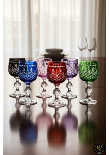 6'lı Bohemia Kristall 150ML Lüks Kahve Yanı Su Bardağı Royal Desen