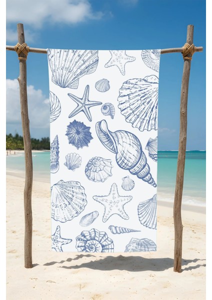 Deniz Minare Desenli Desenli Pamuk Plaj Havlusu – Desenli Tasarım – 75X150 cm